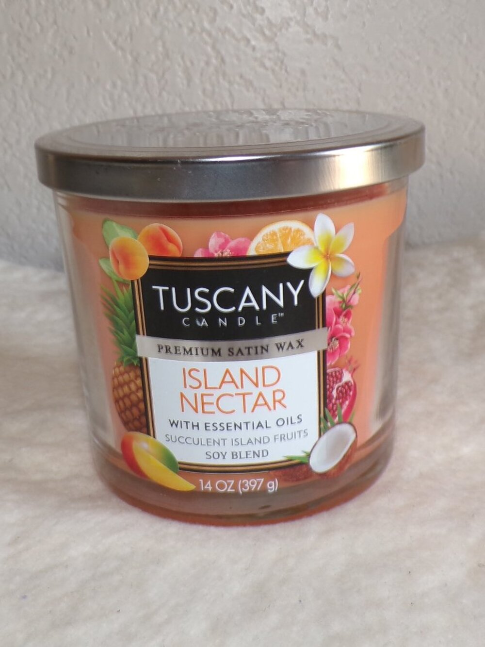 Tuscany Candle Island Nectar Essential Oils Premium Satin Wax 14 oz New